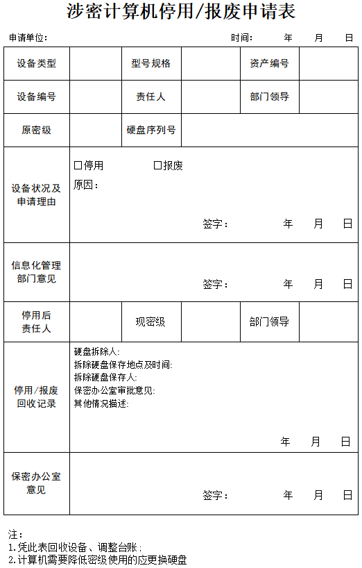 涉密计算机报废管理